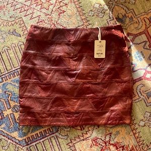 Fossil Leather Mini Patchwork Skirt Size 0